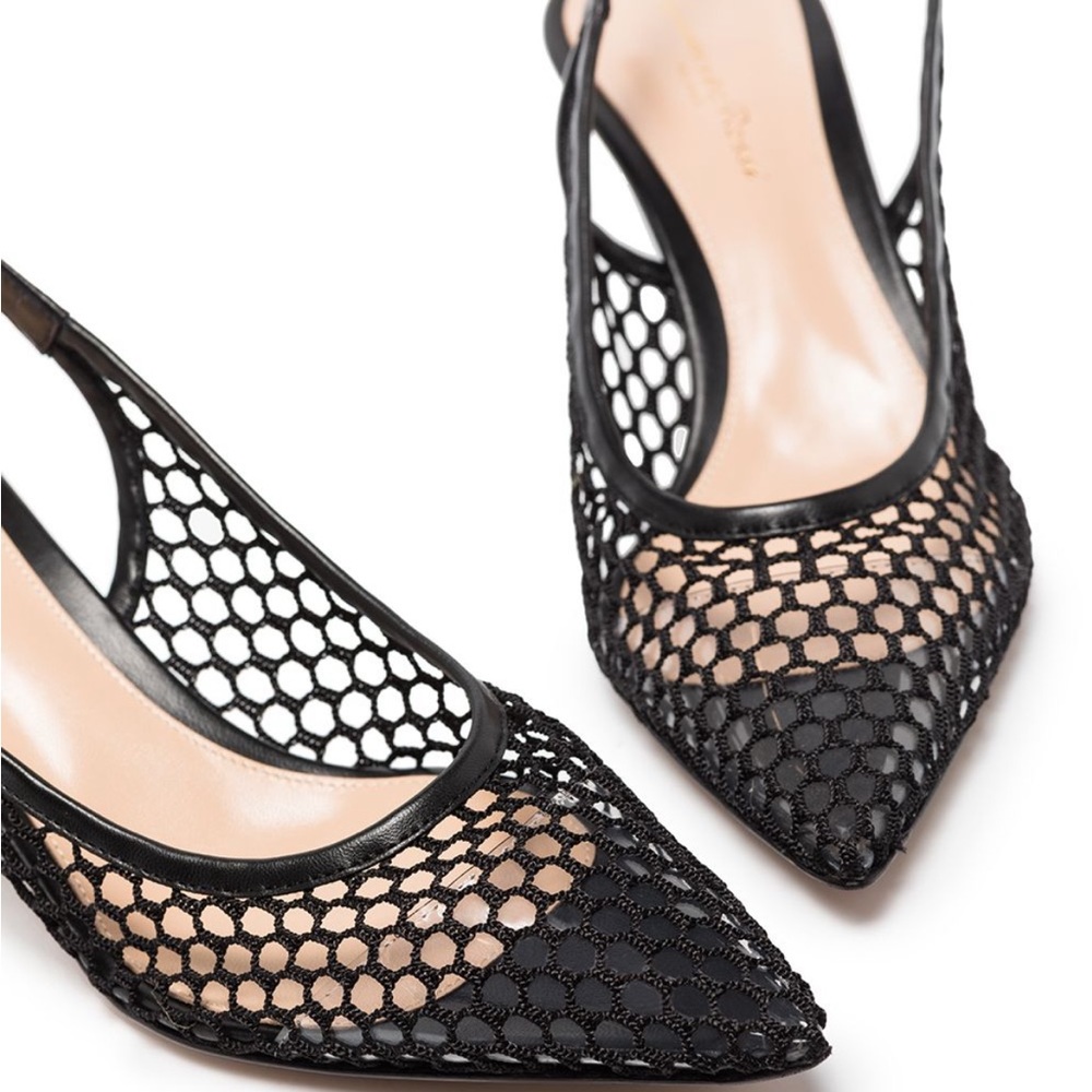Gianvito Rossi Black Alisia Slingbacks Size 37